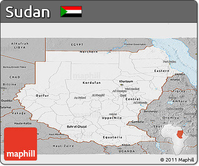 Gray Panoramic Map of Sudan