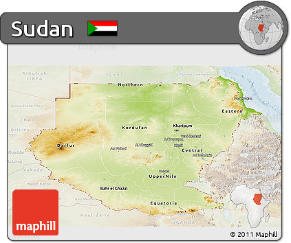 Physical Panoramic Map of Sudan, lighten