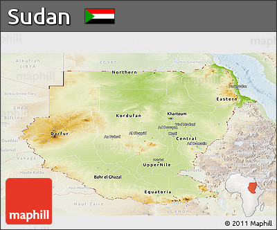 Physical Panoramic Map of Sudan, lighten