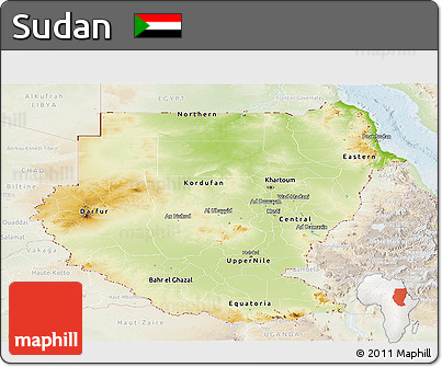 Physical Panoramic Map of Sudan, lighten