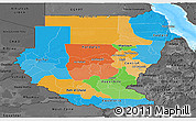 Political Panoramic Map of Sudan, darken, desaturated, land only