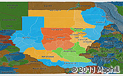 Political Panoramic Map of Sudan, darken
