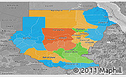 Political Panoramic Map of Sudan, desaturated