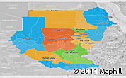 Political Panoramic Map of Sudan, lighten, desaturated