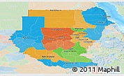 Political Panoramic Map of Sudan, lighten, land only