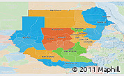 Political Panoramic Map of Sudan, lighten