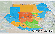 Political Panoramic Map of Sudan, lighten, semi-desaturated