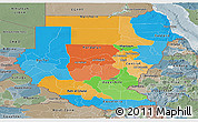 Political Panoramic Map of Sudan, semi-desaturated
