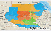 Political Panoramic Map of Sudan, shaded relief outside, bathymetry sea