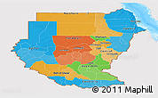 Political Panoramic Map of Sudan, single color outside, bathymetry sea