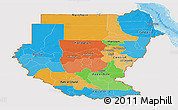 Political Panoramic Map of Sudan, single color outside