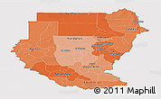 Political Shades Panoramic Map of Sudan, cropped outside