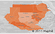 Political Shades Panoramic Map of Sudan, lighten, desaturated