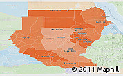 Political Shades Panoramic Map of Sudan, lighten