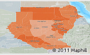 Political Shades Panoramic Map of Sudan, lighten, semi-desaturated, land only