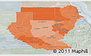 Political Shades Panoramic Map of Sudan, lighten, semi-desaturated