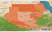 Political Shades Panoramic Map of Sudan, satellite outside