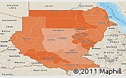 Political Shades Panoramic Map of Sudan, shaded relief outside