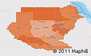 Political Shades Panoramic Map of Sudan, single color outside