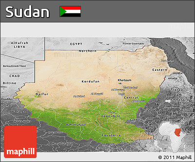Satellite Panoramic Map of Sudan, desaturated