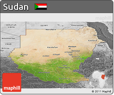Satellite Panoramic Map of Sudan, desaturated