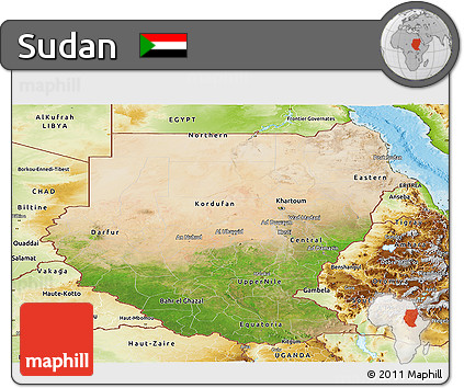 Satellite Panoramic Map of Sudan, physical outside