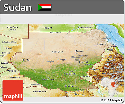 Satellite Panoramic Map of Sudan, physical outside