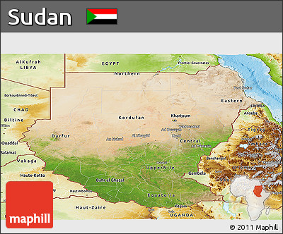 Satellite Panoramic Map of Sudan, physical outside