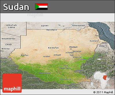 Satellite Panoramic Map of Sudan, semi-desaturated