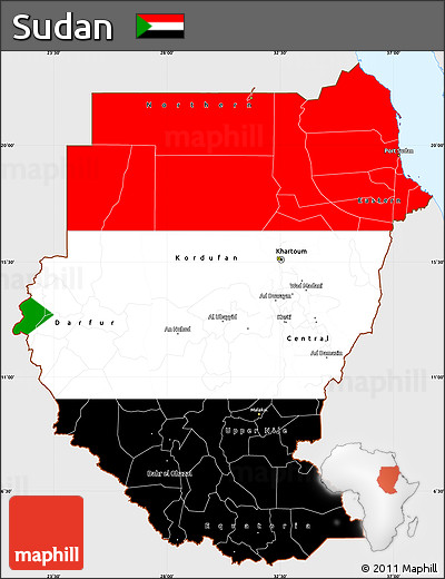 Flag Simple Map of Sudan, single color outside, flag centered