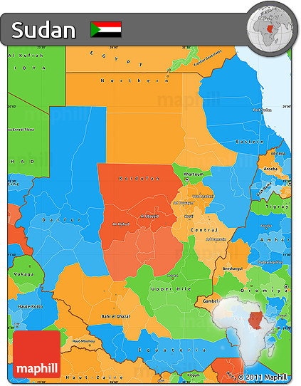 Political Simple Map of Sudan