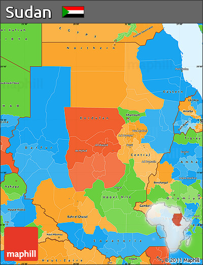 Political Simple Map of Sudan