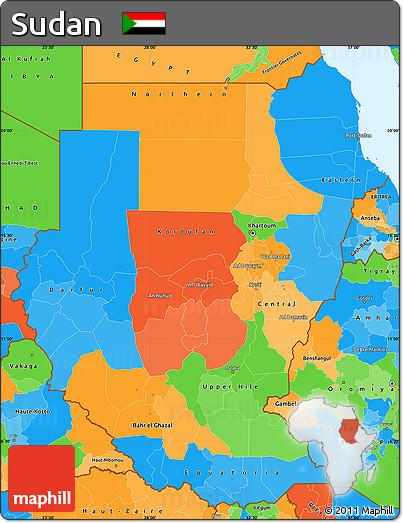 Political Simple Map of Sudan