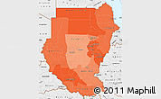 Political Shades Simple Map of Sudan, single color outside, borders and labels