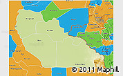 Physical 3D Map of Junglei, political outside