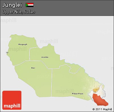 Physical 3D Map of Junglei, single color outside