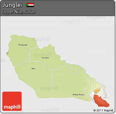Physical 3D Map of Junglei, single color outside