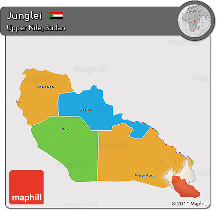 Political 3D Map of Junglei, cropped outside
