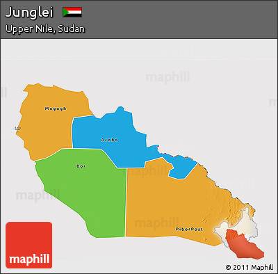 Political 3D Map of Junglei, cropped outside