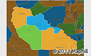 Political 3D Map of Junglei, darken