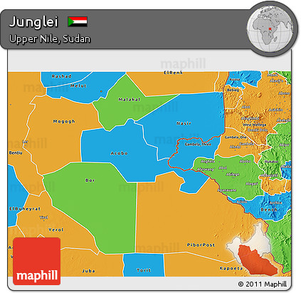 Political 3D Map of Junglei