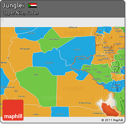 Political 3D Map of Junglei