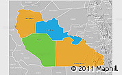 Political 3D Map of Junglei, lighten, desaturated