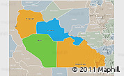Political 3D Map of Junglei, lighten, semi-desaturated
