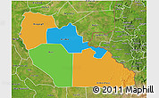 Political 3D Map of Junglei, satellite outside