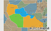 Political 3D Map of Junglei, semi-desaturated