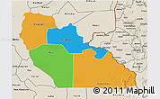 Political 3D Map of Junglei, shaded relief outside