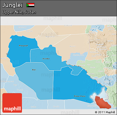 Political Shades 3D Map of Junglei, lighten