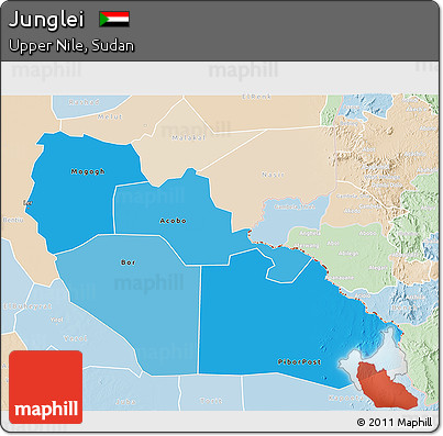 Political Shades 3D Map of Junglei, lighten