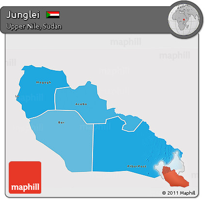 Political Shades 3D Map of Junglei, single color outside